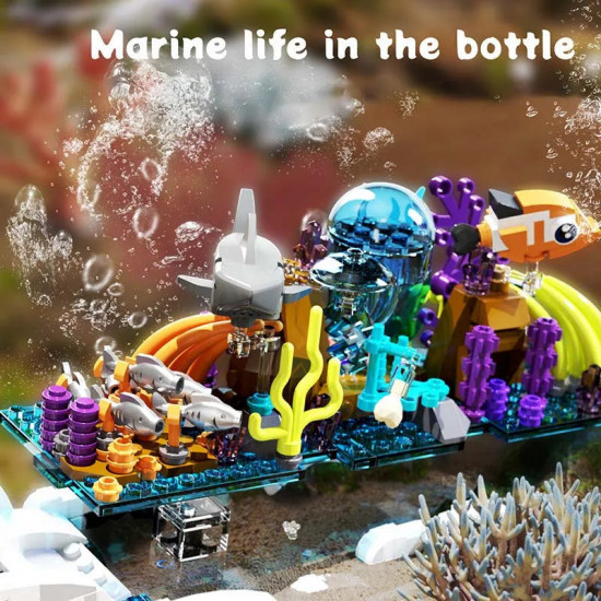 art creative moc drift bottle ship bricks toy